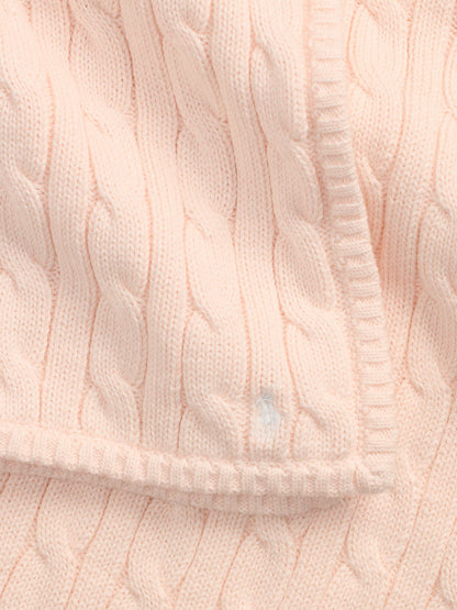 Ralph Lauren Baby Girls Cotton Cable Knit Blanket in Pink (101cm)