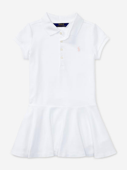 Ralph Lauren Girls Cotton Polo Dress in White