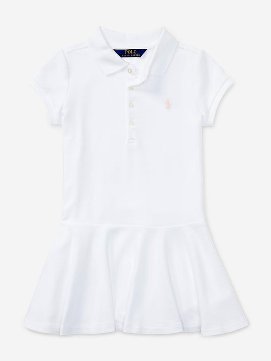 Ralph Lauren Girls Cotton Polo Dress in White