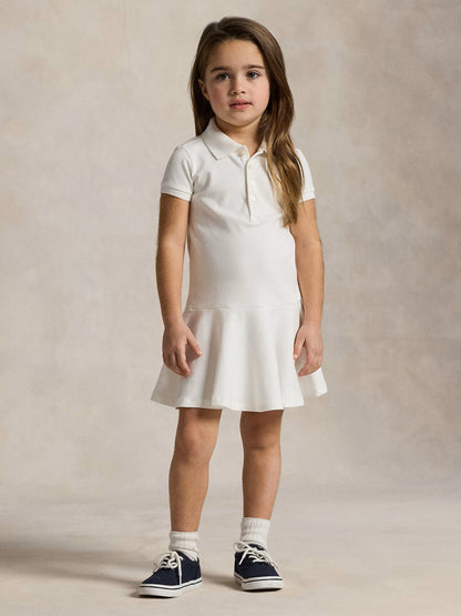 Ralph Lauren Girls Cotton Polo Dress in White