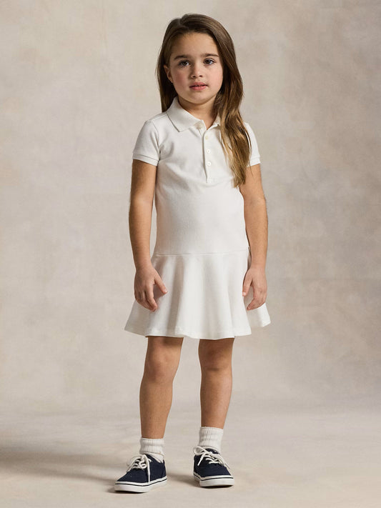 Ralph Lauren Girls Cotton Polo Dress in White