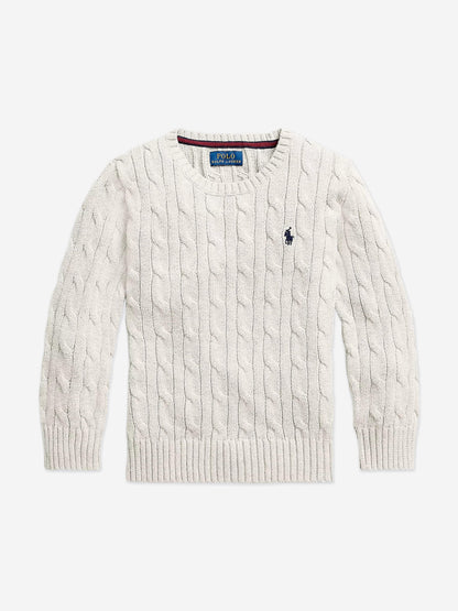 Ralph Lauren Boys Cable Knit Jumper in White