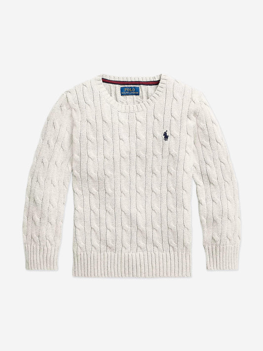 Ralph Lauren Boys Cable Knit Jumper in White