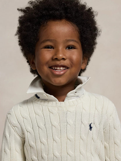 Ralph Lauren Boys Cable Knit Jumper in White