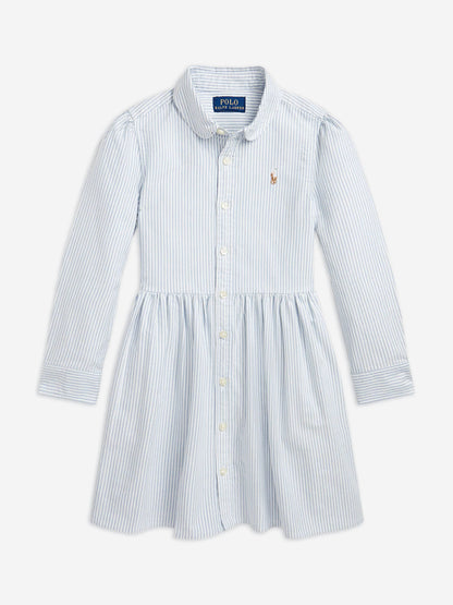 Ralph Lauren Girls Classic Oxford Shirt Dress in Blue