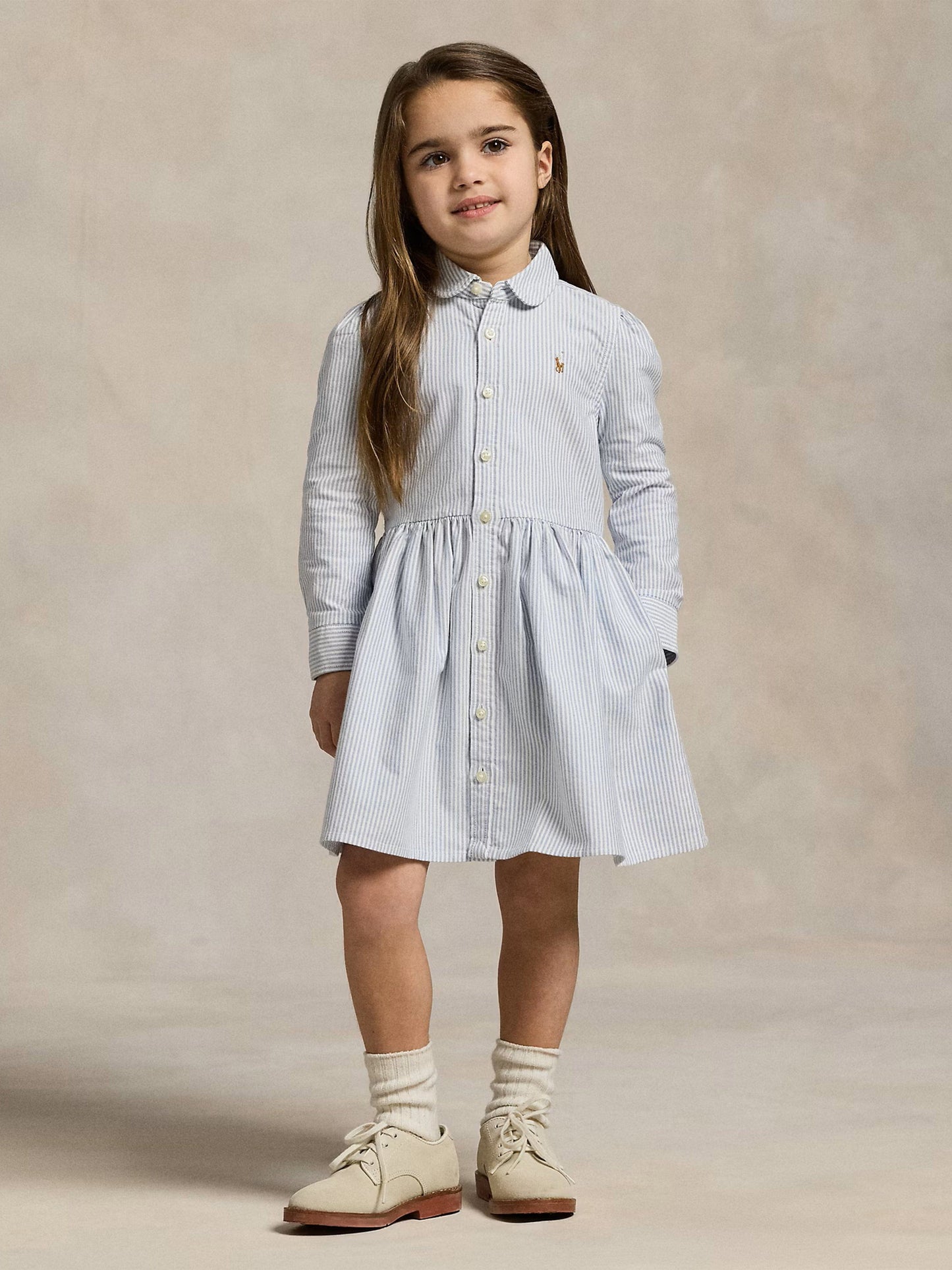 Ralph Lauren Girls Classic Oxford Shirt Dress in Blue
