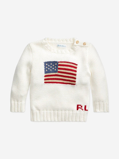Ralph Lauren Baby Boys Flag Jumper in White