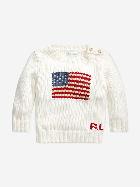 Ralph Lauren Baby Boys Flag Jumper in White