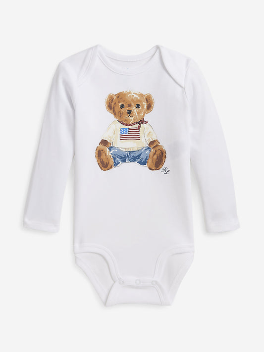 Ralph Lauren Baby Boys Bear Bodysuit Set in White