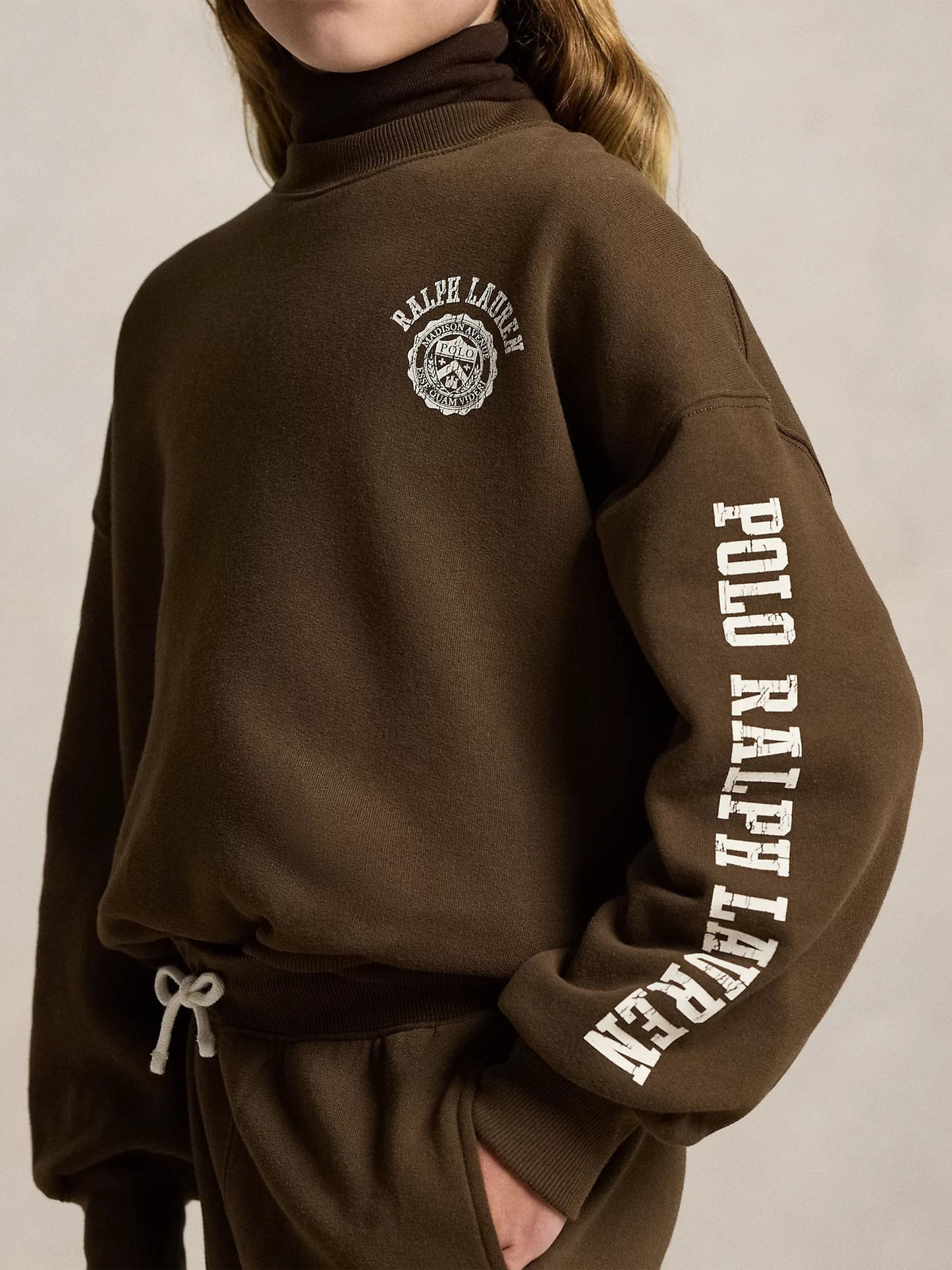 Ralph Lauren Girls Polo Sweatshirt in Brown
