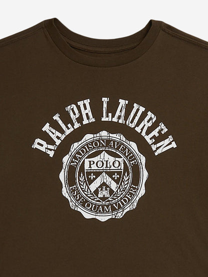 Ralph Lauren Girls Polo Logo T-Shirt in Brown