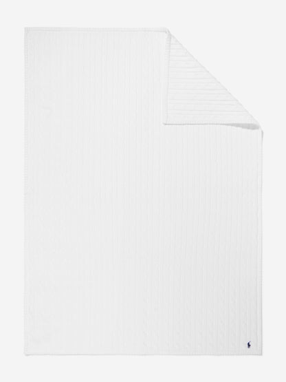 Ralph Lauren Baby Cable Knit Blanket in White (130cm x 180cm)