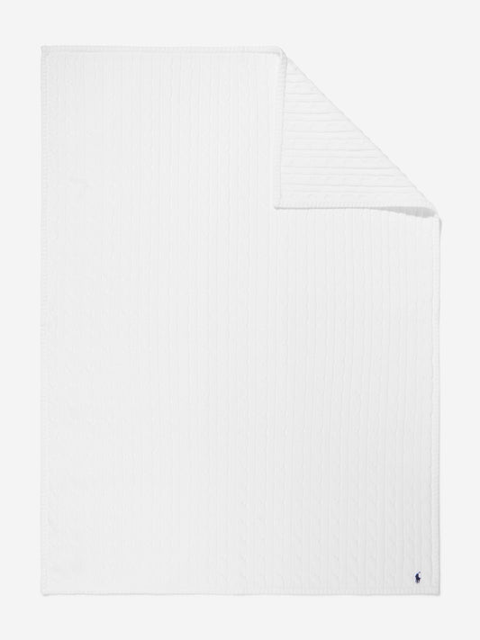 Ralph Lauren Baby Cable Knit Blanket in White (130cm x 180cm)
