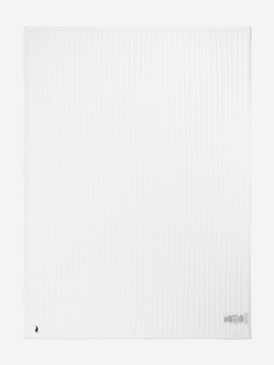 Ralph Lauren Baby Cable Knit Blanket in White (130cm x 180cm)