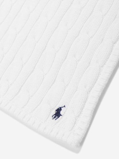 Ralph Lauren Baby Cable Knit Blanket in White (130cm x 180cm)