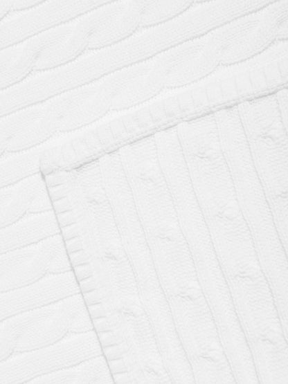 Ralph Lauren Baby Cable Knit Blanket in White (130cm x 180cm)