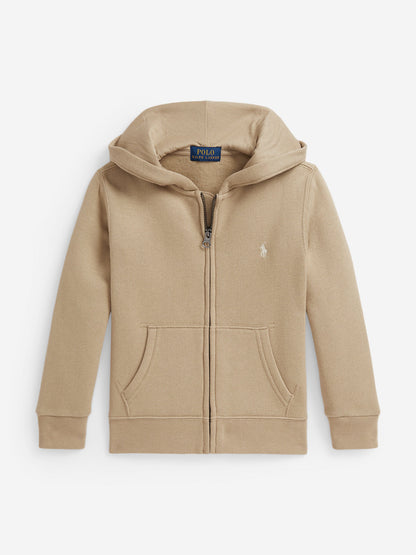 Ralph Lauren Boys Logo Zip Up Top in Beige