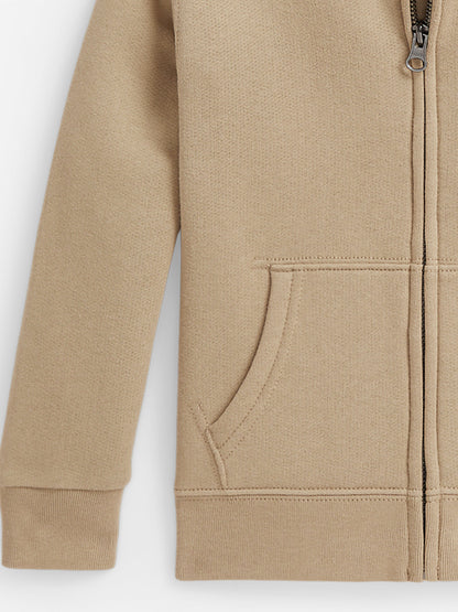 Ralph Lauren Boys Logo Zip Up Top in Beige