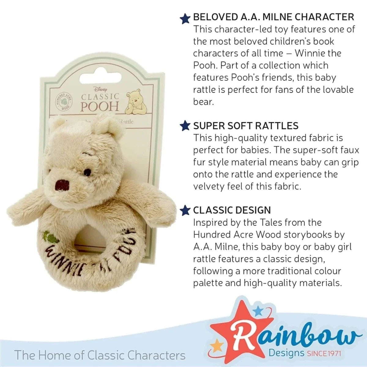 Disney Classic Winnie The Pooh Ring Rattle