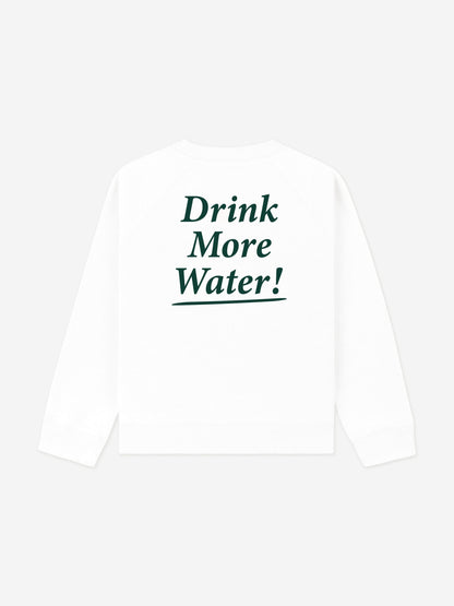 Sporty & Rich Kids Drink More Water Sweatshirt in White