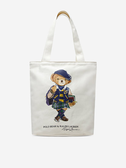 Ralph Lauren Girls Polo Bear Tote Bag in White (33cm)