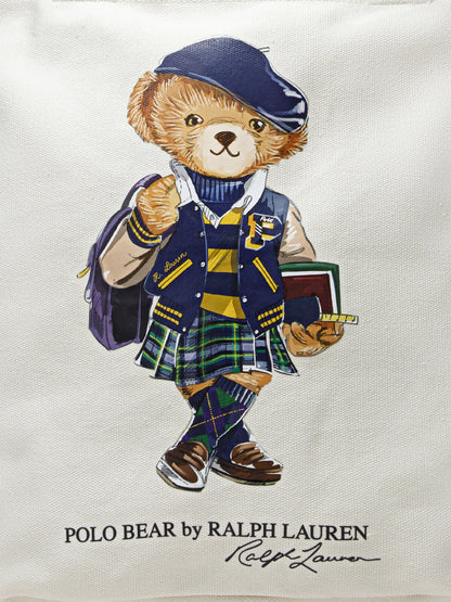 Ralph Lauren Girls Polo Bear Tote Bag in White (33cm)