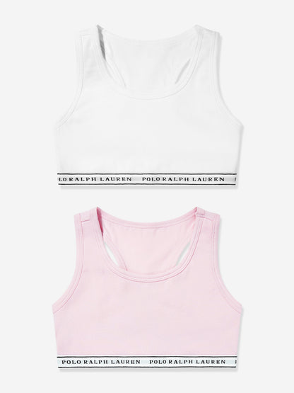 Ralph Lauren Girls 2 Pack Printed Bra Set in Pink