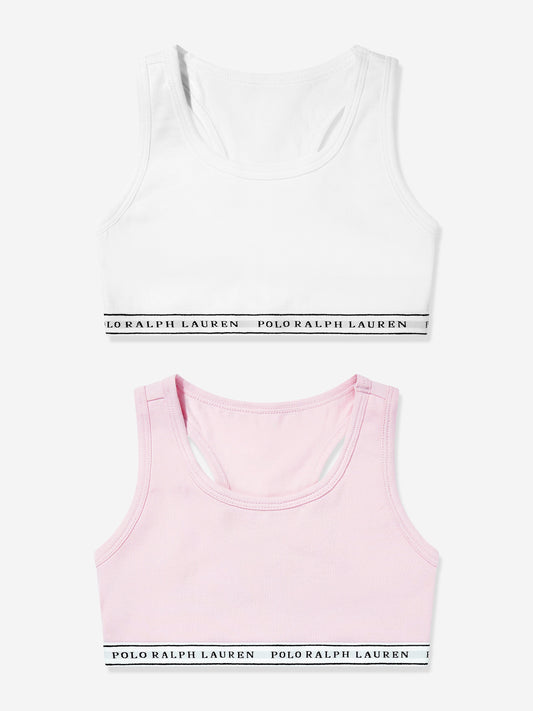 Ralph Lauren Girls 2 Pack Printed Bra Set in Pink