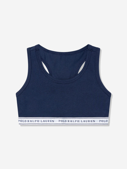 Ralph Lauren Girls 2 Pack Printed Bra Set in Navy