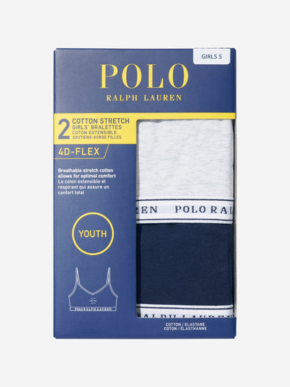 Ralph Lauren Girls 2 Pack Printed Bra Set in Navy
