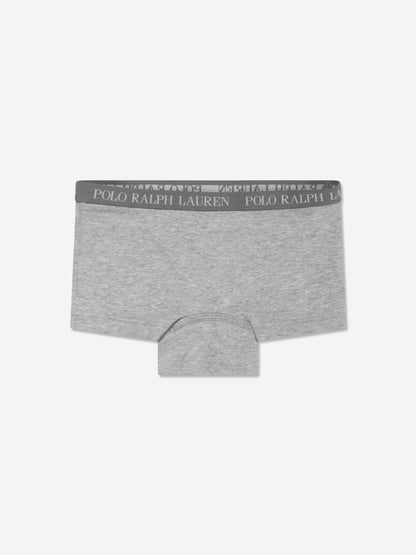 Ralph Lauren Girls Solid 2 Pack Short Knickers Set in Grey