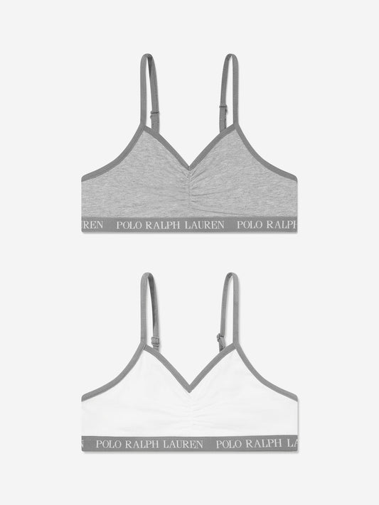 Ralph Lauren Girls Solid 2 Pack Bralettes Set in Grey