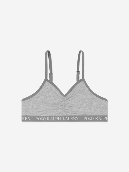 Ralph Lauren Girls Solid 2 Pack Bralettes Set in Grey