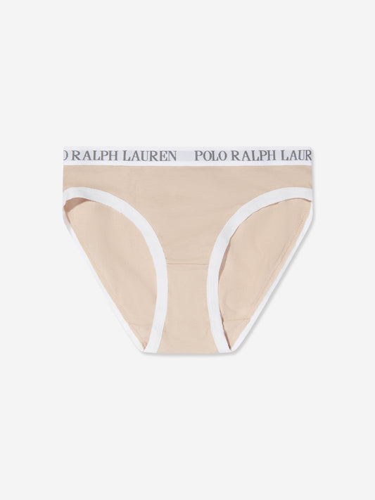 Ralph Lauren Girls Solid 3 Pack Bikini Knickers Set in Grey
