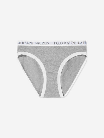 Ralph Lauren Girls Solid 3 Pack Bikini Knickers Set in Grey