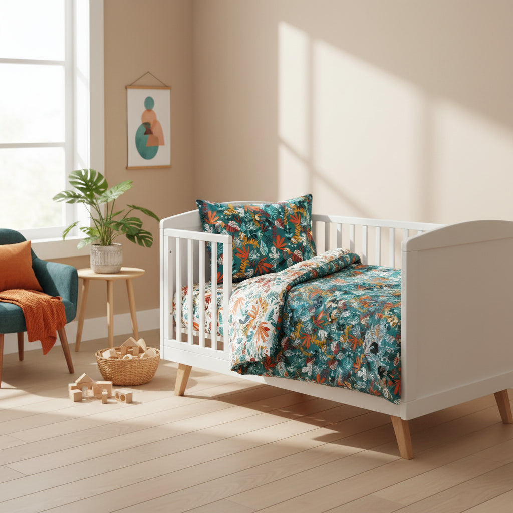 Rainforest Organic Cotton Toddler 3 Piece All-in-One 4.0 Tog Quilt Bedding Set with Bumper