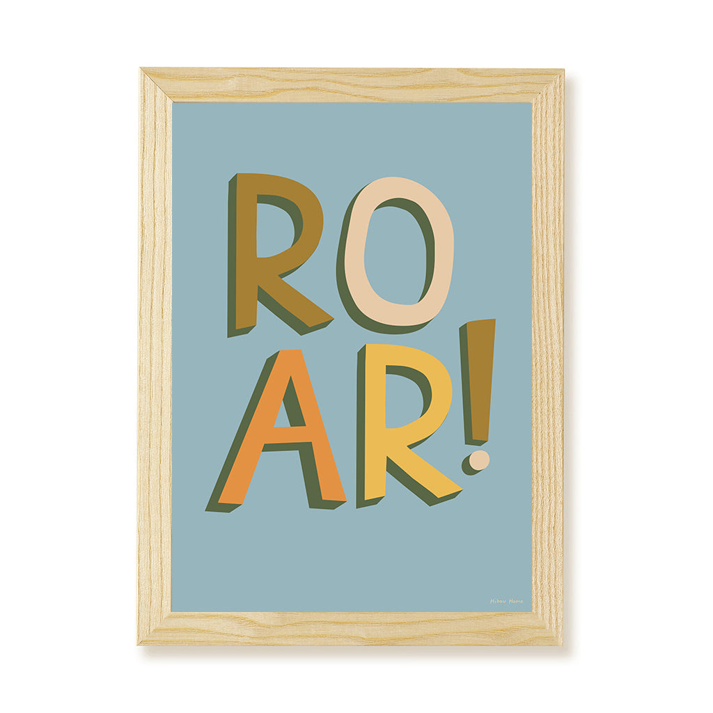 Hibou Design ROAR! Art Print - Blue