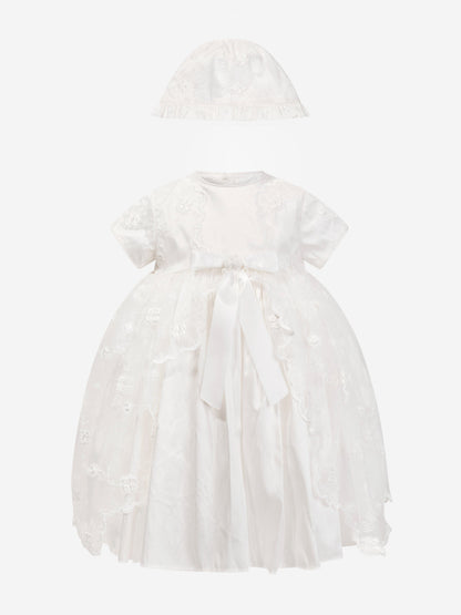 Sarah Louise Baby Girls Christening Dress And Bonnet in Ivory