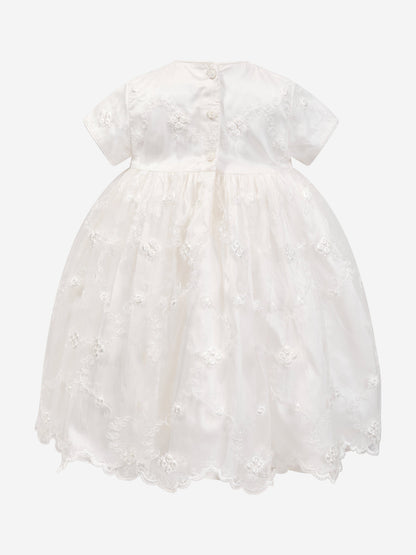 Sarah Louise Baby Girls Christening Dress And Bonnet in Ivory