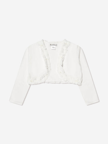 Sarah Louise Girls Frilly Bolero in Ivory