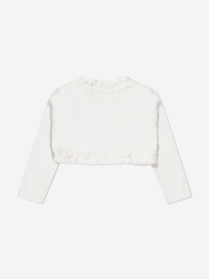 Sarah Louise Girls Frilly Bolero in Ivory