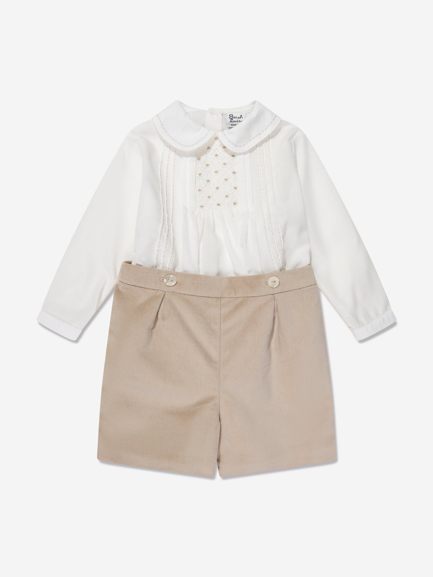 Sarah Louise Baby Boys 2 Piece Set in Beige