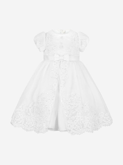 Sarah Louise Girls Ceremonial Ballerina Length Dress in White