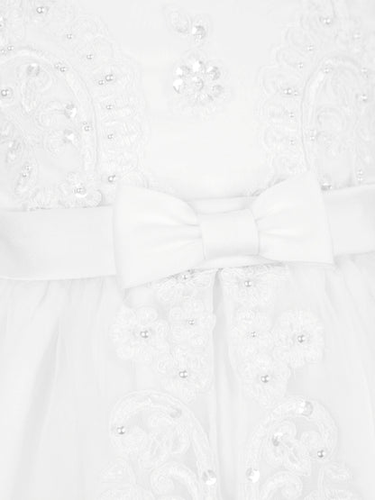 Sarah Louise Girls Ceremonial Ballerina Length Dress in White