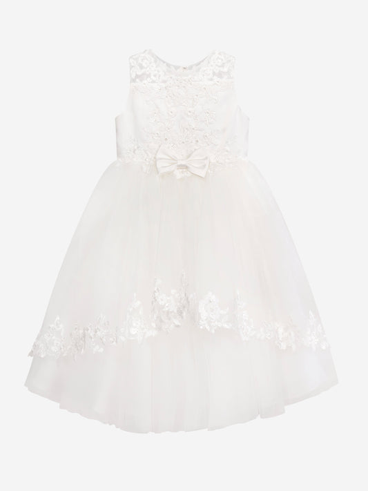 Sarah Louise Girls Ceremonial Ballerina Length Dress in Ivory