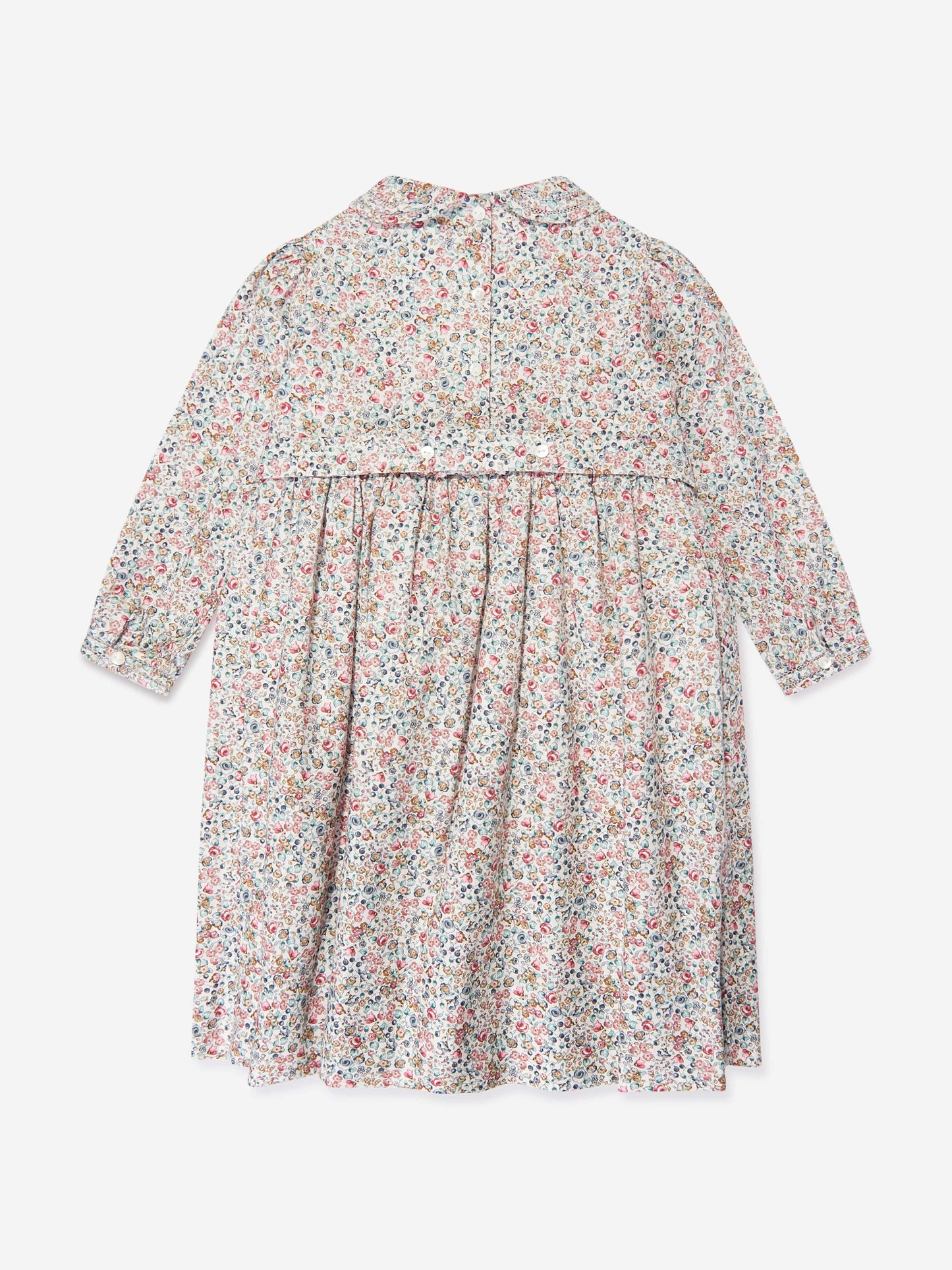 Sarah Louise Girls Floral Smocked Dress in Blue