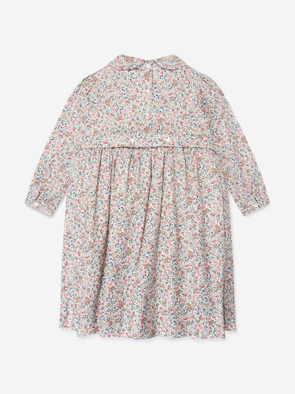 Sarah Louise Girls Floral Smocked Dress in Blue