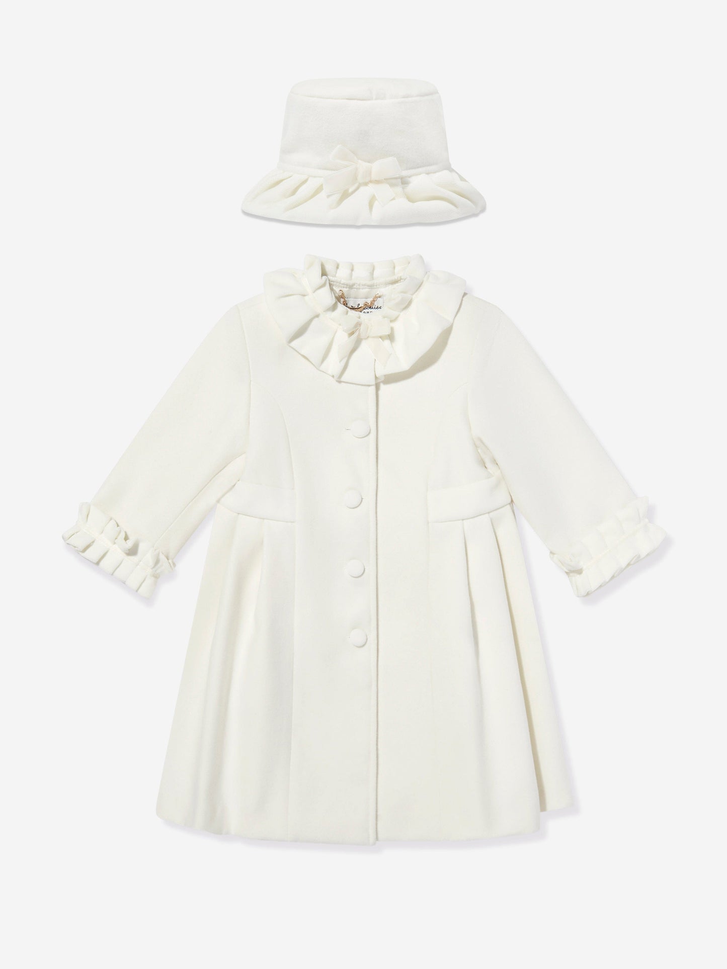 Sarah Louise Girls Coat and Hat Set in Ivory