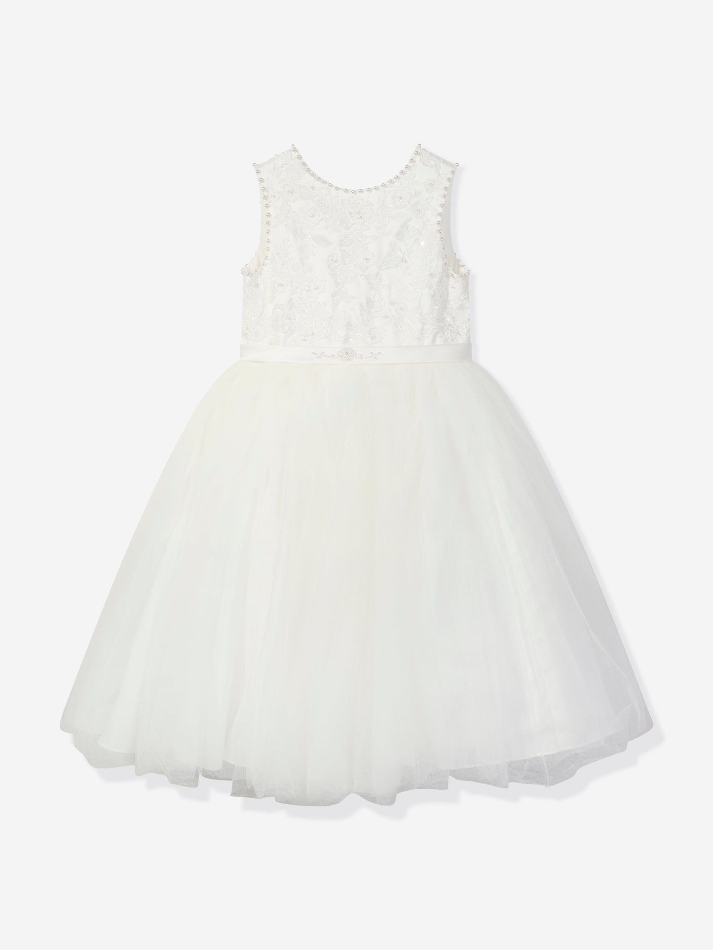 Sarah Louise Girls Ceremonial Ballerina Length Dress in Ivory