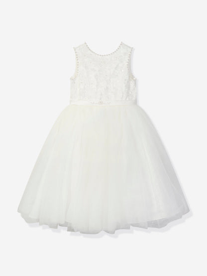 Sarah Louise Girls Ceremonial Ballerina Length Dress in Ivory